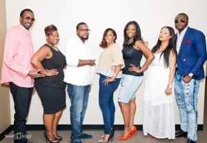 The panel set the atmosphere for open and honest dialogue at the singles event "The Reality of Faling While I Wait" May 7, 2016. (From left to right) Panelists Kenny Millz, Tiffany N. Webb (Event Planner), John Momplasir, Francine White, Fanny Quioto (Host), Toya Exnicious, Nyan Boateng. Courtesy of Snaplique Productions.